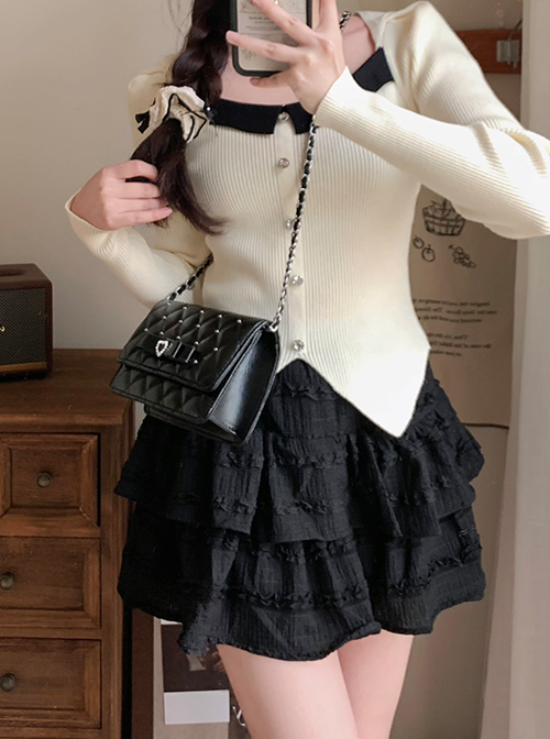 Love Heartbeat Series Sweet Rhinestone Bowknot Elegant Classic Lolita Crossbody Lozenge Chain Bag