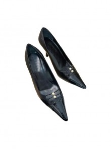 Mature Sexy Lady Vintage Retro Classic Lolita Elegant Black Pointed Shallow Mouth High Heels Shoes Stilettos