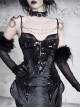 Shadow Of Snake Eyes Series Gorgeous Bright Black Snakeskin Slim Gothic Punk Cross Suspender Fishtail Dress