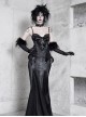 Shadow Of Snake Eyes Series Gorgeous Bright Black Snakeskin Slim Gothic Punk Cross Suspender Fishtail Dress