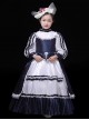 Exquisite European Style Glossy Satin Lace Hat Bowknot Children Catwalk Party Costumes Classic Lolita Girl Long Dress