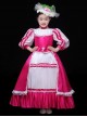 Exquisite European Style Glossy Satin Lace Hat Bowknot Children Catwalk Party Costumes Classic Lolita Girl Long Dress