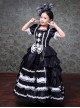 European Style Princess Black White Satin Lace Bowknot Hat Children Catwalk Party Costumes Sweet Lolita Long Dress