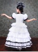 European Style Princess Black White Satin Lace Bowknot Hat Children Catwalk Party Costumes Sweet Lolita Long Dress