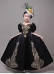 Retro European Palace Elegant Lady Children Palace Style Party Costumes Classic Lolita Long Dress Bonzer Lace Hat Set