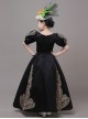 Retro European Palace Elegant Lady Children Palace Style Party Costumes Classic Lolita Long Dress Bonzer Lace Hat Set