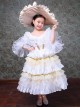 Children Palace Style Apricot Princess Ball Party Costumes Classic Lolita Long Cake Dress Big Hat Set