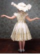 Champagne Elegant Royal Court Lady Party Costumes Classic Lolita Child Girl Dress Big Ruffles Hat Set