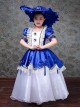 Retro European Palace High Saturation Satin Lady Party Costumes Classic Lolita Child Dress Big Ruffles Hat Set