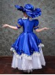 Retro European Palace High Saturation Satin Lady Party Costumes Classic Lolita Child Dress Big Ruffles Hat Set