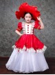 Retro European Palace High Saturation Satin Lady Party Costumes Classic Lolita Child Dress Big Ruffles Hat Set