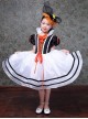 Retro Cute Funny Royal Pixie Party Costumes Tie Bowknot Sweet Lolita Child Girl Stripe Puff Sleeves Dress Hat Set