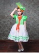 Retro Cute Funny Royal Pixie Party Costumes Tie Bowknot Sweet Lolita Child Girl Stripe Puff Sleeves Dress Hat Set