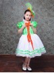 Retro Cute Funny Royal Pixie Party Costumes Tie Bowknot Sweet Lolita Child Girl Stripe Puff Sleeves Dress Hat Set