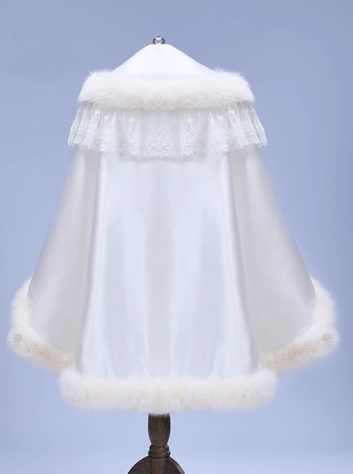 Light Colored Plush Noble Court Versatile  Fur Edge Warm Child Classic Lolita Girl Fall Winter Thicken Cape