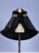 Black Plush Elegant Noble Court Versatile Fur Edge Warm Child Gothic Lolita Girl Fall Winter Thicken Cape