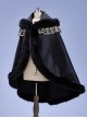 Black Plush Elegant Noble Court Versatile Fur Edge Warm Child Gothic Lolita Girl Fall Winter Thicken Cape