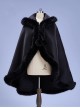 Elegant Noble Court Versatile Simple Fur Edge Black Plush Warm Gothic Lolita Girl Fall Winter Child Cape