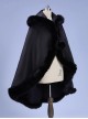 Elegant Noble Court Versatile Simple Fur Edge Black Plush Warm Gothic Lolita Girl Fall Winter Child Cape