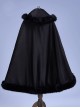 Elegant Noble Court Versatile Simple Fur Edge Black Plush Warm Gothic Lolita Girl Fall Winter Child Cape