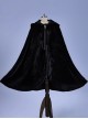 Versatile Simple Black Plush Elegant Noble Court Warm Gothic Lolita Girl Fall Winter Child Hooded Cape