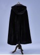 Versatile Simple Black Plush Elegant Noble Court Warm Gothic Lolita Girl Fall Winter Child Hooded Cape