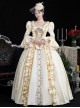 Victorian Retro Champagne Color Square Collar Ruffles Classic Lolita Prom Puff Sleeves Dresses