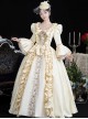 Victorian Retro Champagne Color Square Collar Ruffles Classic Lolita Prom Puff Sleeves Dresses