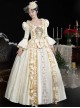 Victorian Retro Champagne Color Square Collar Ruffles Classic Lolita Prom Puff Sleeves Dresses