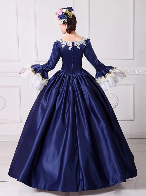 Princess Dress Model Stage Performance Satin Classic Embroidery Lolita Prom Long Sleeves Dress