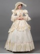 Cream Yellow Elegant Palace Style Stage Romeo Cinderella Costume Lolita Princess Prom Dress Hat Set