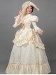 Cream Yellow Elegant Palace Style Stage Romeo Cinderella Costume Lolita Princess Prom Dress Hat Set