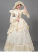 Cream Yellow Elegant Palace Style Stage Romeo Cinderella Costume Lolita Princess Prom Dress Hat Set