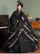 Black Elegant Noble European Style Queen Temperament Imperial Classic Lolita Prom Long Dress Hat Cloak Set