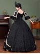 Black Elegant Noble European Style Queen Temperament Imperial Classic Lolita Prom Long Dress Hat Cloak Set