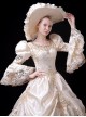 Champagne Golden Glitter Noble Lady European Style Queen Imperial Classic Lolita Prom Long Dress Hat Set