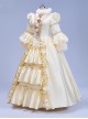 Beige Classic Lolita Prom European Medieval Retro Palace Princess Thickened Performance Costumes Ruffles Long Dress