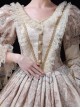 Champagne Elegant Classic European Medieval Palace Lolita Prom Performance Costumes Puff Sleeves Long Dress