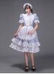 Traditional European Housekeeper Maid Servant Stage Performance Costume Lolita Prom Glossy Satin Dress