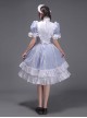 Traditional European Housekeeper Maid Servant Stage Performance Costume Lolita Prom Glossy Satin Dress