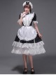 Traditional European Housekeeper Maid Servant Stage Performance Costume Lolita Prom Glossy Satin Dress