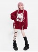 Lucky Rabbit Series Christmas New Year Style Cross Strap Design Kawaii Fashion Cute Red Winter Sweater