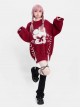 Lucky Rabbit Series Christmas New Year Style Cross Strap Design Kawaii Fashion Cute Red Winter Sweater