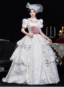 Retro European Style Royal Tea Party Costume Noble Wedding Lolita Prom White Cake Dress