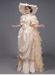 Satin Retro European Style Royal Tea Party Costume Dowager Lolita Prom Large Puff Sleeves Dress