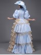 Satin Retro European Style Royal Tea Party Costume Dowager Lolita Prom Large Puff Sleeves Dress