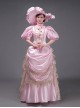 Satin Retro European Style Royal Tea Party Costume Dowager Lolita Prom Large Puff Sleeves Dress