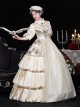 Champagne Elegant Rococo European Empire Aristocracy Royal Tea Party Lapel Costume Lolita Prom Dress