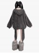 Angora Giant Rabbit Series Plush Faux Mink Cross Strap Design Kawaii Fashion Winter Gray Hooded Sweater