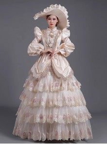 Champagne Elegant Lady Photo Party European Palace Style Classic Lolita Prom Long Cake Dress